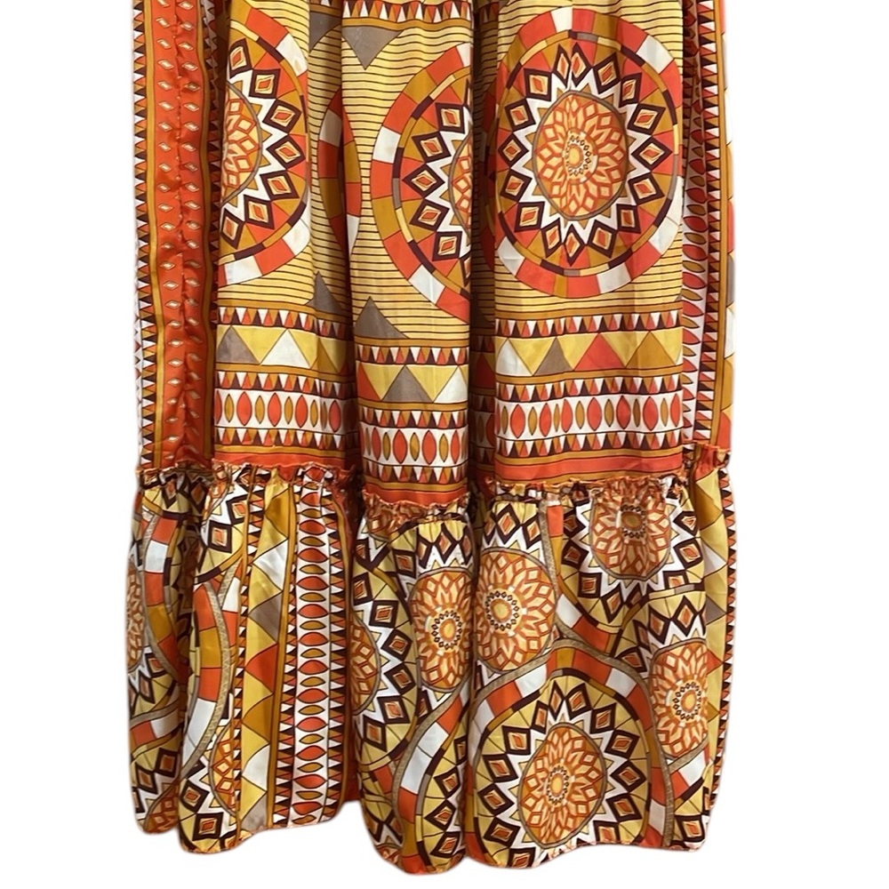 Me 2 Magic Anthropologie Yellow/Orange Sun Medallion 
Tiered Dress Size Small - Picture 5 of 9